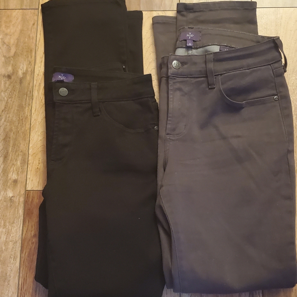 NYDJ Women's Black and Dark Gray Skinny Jeans
